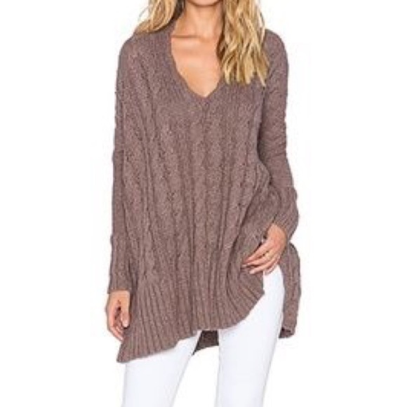 Free People Easy V Light Purple Long Line Cable Knit Sweater - Picture 2 of 8